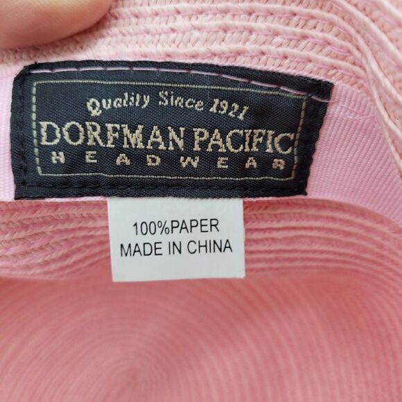 Dorfman Pacific Beach Bucket Safari Hat Pink 100% Paper Braided Bow Detail - Picture 4 of 9